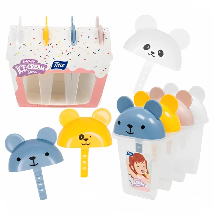 طقم قوالب الآيس كريم من تيتيز، 80 مل، 4 في 1، AP-9179 - متعدد الألوان